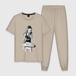 Пижама хлопковая мужская ARIANA GRANDE, цвет: миндальный