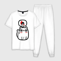 Пижама хлопковая мужская Real Cat, цвет: белый