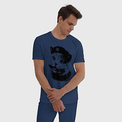 Пижама хлопковая мужская Че - Котяра, цвет: тёмно-синий — фото 2