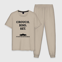 Пижама хлопковая мужская Crouch Bind Set, цвет: миндальный