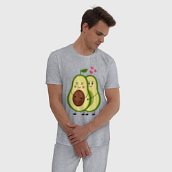 Пижама хлопковая мужская Влюбленные Веганы Авокадо, цвет: меланж — фото 2