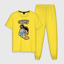 Пижама хлопковая мужская Время приключений, цвет: желтый
