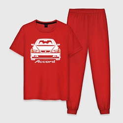 Пижама хлопковая мужская Honda Accord CF, 6 поколение, цвет: красный