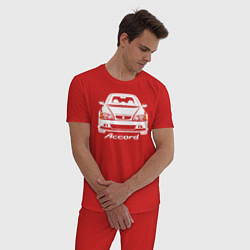 Пижама хлопковая мужская Honda Accord CF, 6 поколение цвета красный — фото 2
