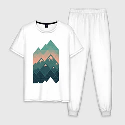 Пижама хлопковая мужская Геометрические горы, цвет: белый