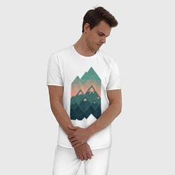 Пижама хлопковая мужская Геометрические горы, цвет: белый — фото 2