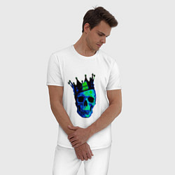 Пижама хлопковая мужская Skeleton King, цвет: белый — фото 2