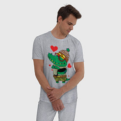Пижама хлопковая мужская Модный крокодил, цвет: меланж — фото 2