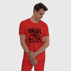 Пижама хлопковая мужская GROVE STREET 4 LIFE, цвет: красный — фото 2