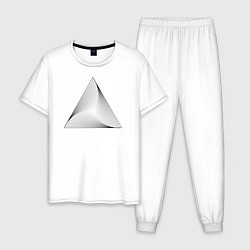 Пижама хлопковая мужская Бесконечность треугольников, цвет: белый