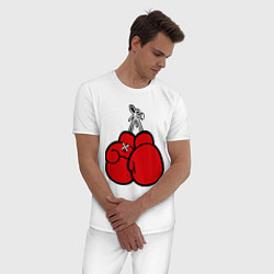 Пижама хлопковая мужская Боксерские перчатки, цвет: белый — фото 2