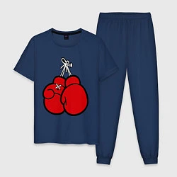 Пижама хлопковая мужская Боксерские перчатки, цвет: тёмно-синий