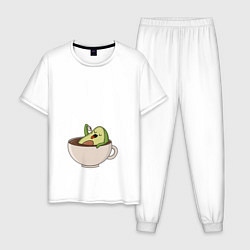 Пижама хлопковая мужская Авокадо, цвет: белый