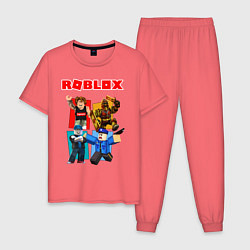 Пижама хлопковая мужская ROBLOX, цвет: коралловый