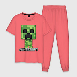 Пижама хлопковая мужская MINECRAFT, цвет: коралловый