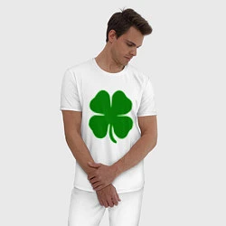 Пижама хлопковая мужская Символ удачи, цвет: белый — фото 2