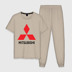 Пижама хлопковая мужская MITSUBISHI, цвет: миндальный