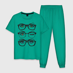 Пижама хлопковая мужская Женский взгляд, цвет: зеленый