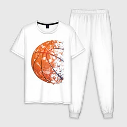 Пижама хлопковая мужская BasketBall Style, цвет: белый