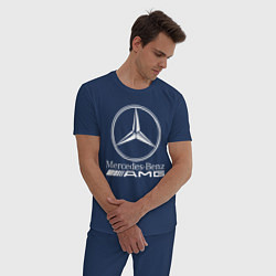 Пижама хлопковая мужская MERCEDES-BENZ AMG цвета тёмно-синий — фото 2