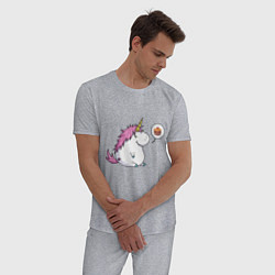 Пижама хлопковая мужская Пухленький единорог, цвет: меланж — фото 2