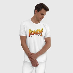 Пижама хлопковая мужская Rowdy, цвет: белый — фото 2
