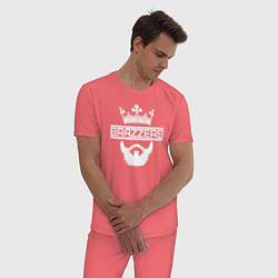 Пижама хлопковая мужская Brazzers, цвет: коралловый — фото 2