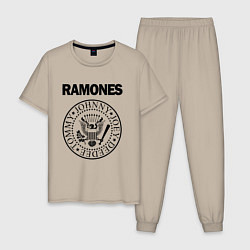 Пижама хлопковая мужская RAMONES, цвет: миндальный