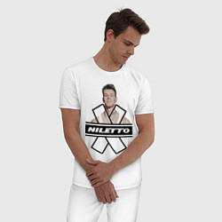 Пижама хлопковая мужская NILETTO, цвет: белый — фото 2