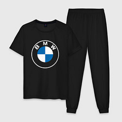 Пижама хлопковая мужская BMW LOGO 2020, цвет: черный