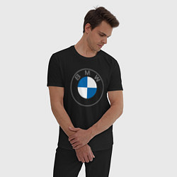 Пижама хлопковая мужская BMW LOGO 2020, цвет: черный — фото 2