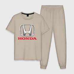 Пижама хлопковая мужская HONDA, цвет: миндальный