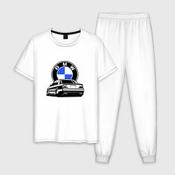 Пижама хлопковая мужская BMW JDM, цвет: белый