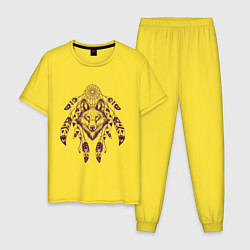 Пижама хлопковая мужская Ловец снов, цвет: желтый