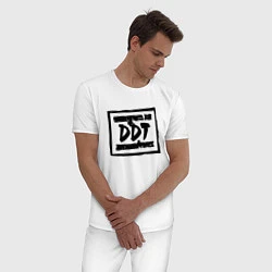Пижама хлопковая мужская ДДТ Лого, цвет: белый — фото 2