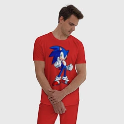Пижама хлопковая мужская SONIC, цвет: красный — фото 2