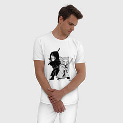 Пижама хлопковая мужская Котики против Вируса, цвет: белый — фото 2