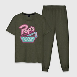 Пижама хлопковая мужская POPS, цвет: меланж-хаки