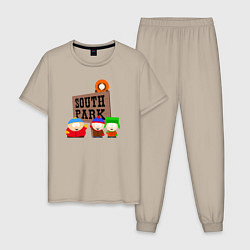 Пижама хлопковая мужская South Park, цвет: миндальный