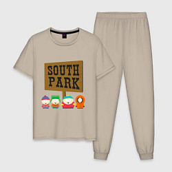 Пижама хлопковая мужская South Park, цвет: миндальный