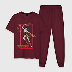 Пижама хлопковая мужская Wonder Woman 1984, цвет: меланж-бордовый
