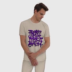 Пижама хлопковая мужская GTA Tag BALLAS, цвет: миндальный — фото 2
