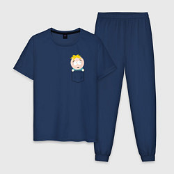 Пижама хлопковая мужская БАТТЕРС, цвет: тёмно-синий