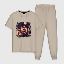Пижама хлопковая мужская Ice Cube, цвет: миндальный