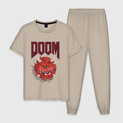 Пижама хлопковая мужская DOOM, цвет: миндальный