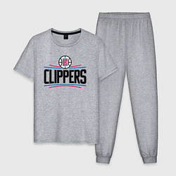 Пижама хлопковая мужская Los Angeles Clippers 1, цвет: меланж