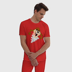 Пижама хлопковая мужская Таз, цвет: красный — фото 2