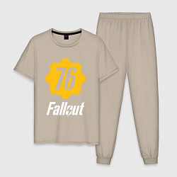 Пижама хлопковая мужская FALLOUT76, цвет: миндальный