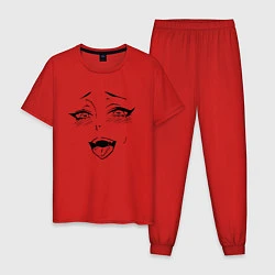 Пижама хлопковая мужская AHEGAO FACE, цвет: красный
