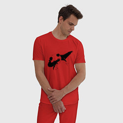 Пижама хлопковая мужская Дэб, цвет: красный — фото 2